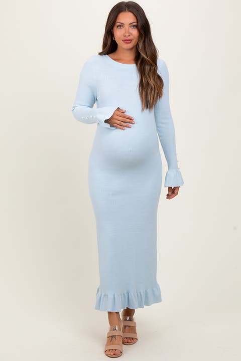 Ribbed Knit Bow Back Maxi Dress
