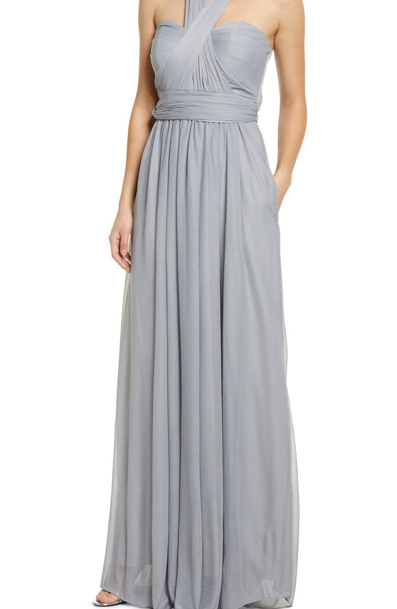 BIRDY GREY Chicky Convertible Neck Tulle Gown, Alternate, color,