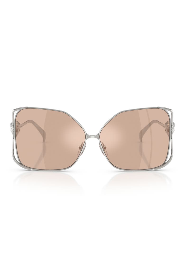 62mm Oversize Square Sunglasses, Main, color, SILVER / PINK MIRROR SILVER