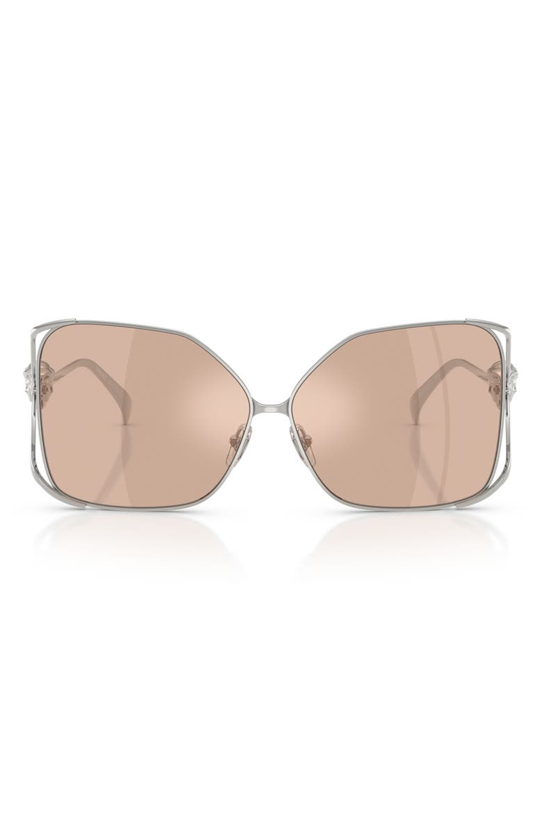 Versace 62mm Oversize Square Sunglasses, Main, color, Silver / Pink Mirror Silver