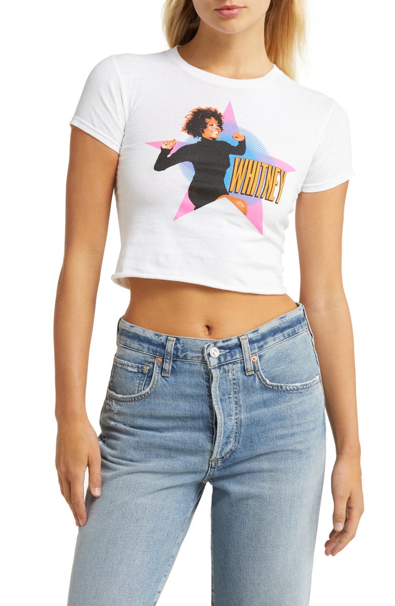Merch Traffic Whitney Crop Cotton Graphic T-Shirt, Main, color,