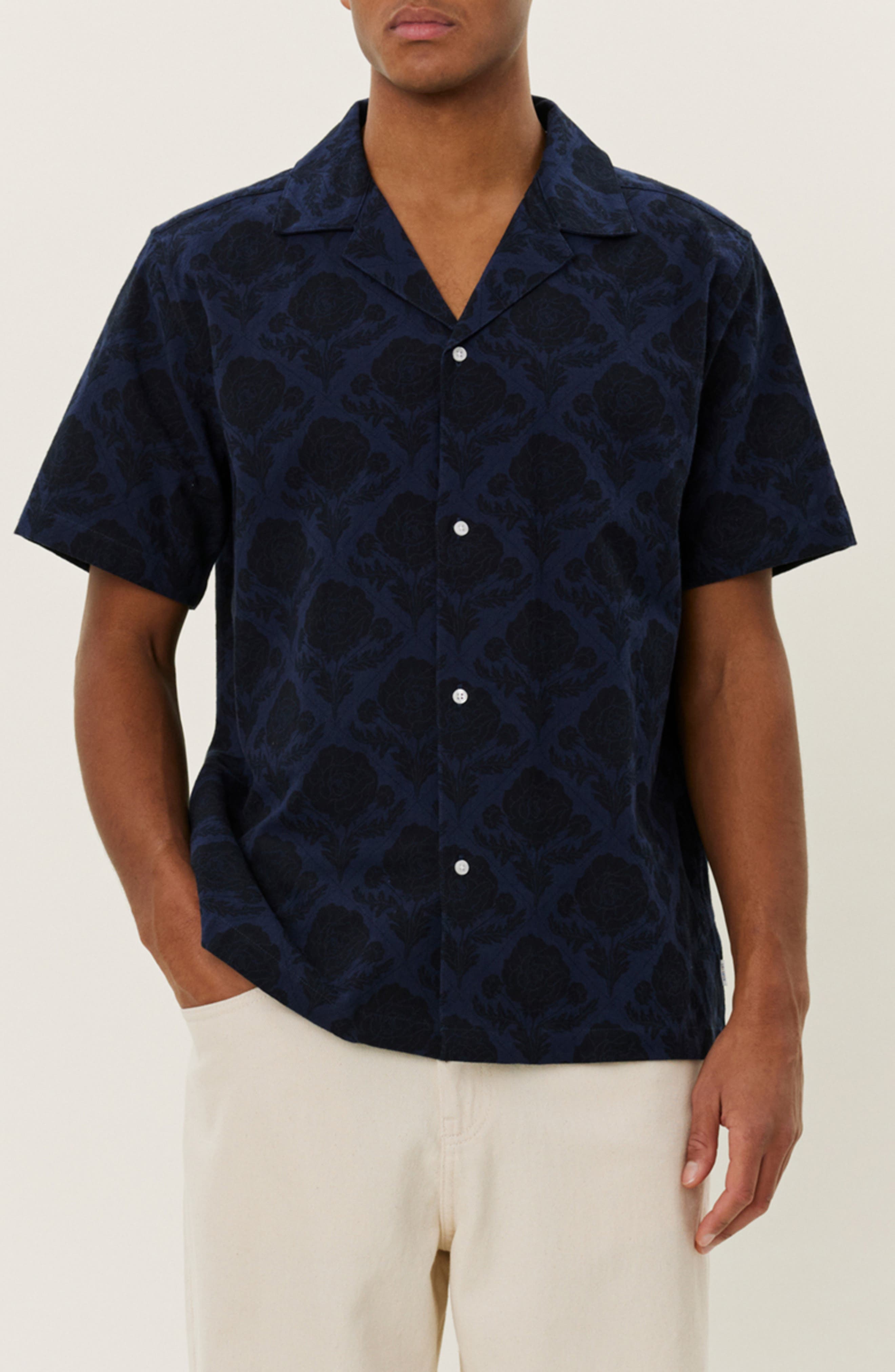 Les Deux Lesley Flower Tile Organic Cotton Camp Shirt