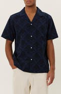 Les Deux Lesley Flower Tile Organic Cotton Camp Shirt