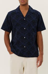 Les Deux Lesley Flower Tile Organic Cotton Camp Shirt