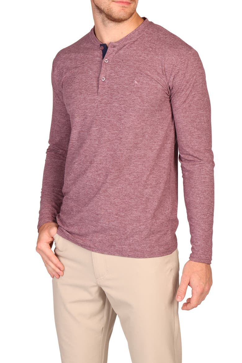 Brushed Mélange Long Sleeve Henley, Alternate, color, HEATHER PLUM