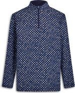 Bugatchi Anthony OoohCotton® Warped Check Print Quarter Zip Pullover
