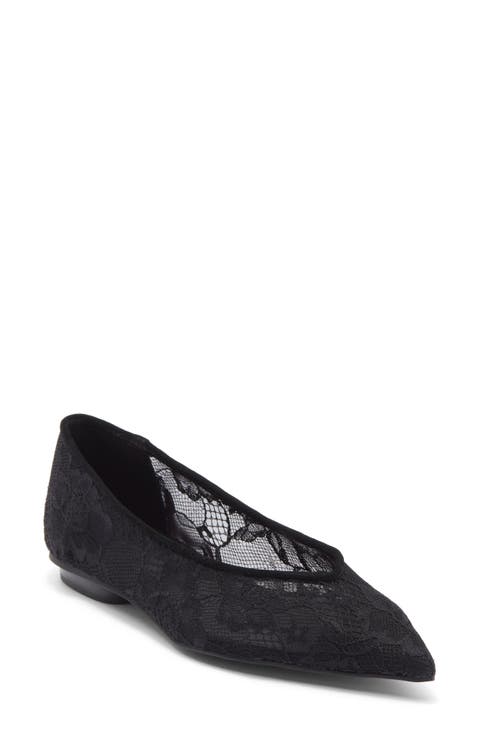 Lace Pointed Toe Ballet Flat (Women)