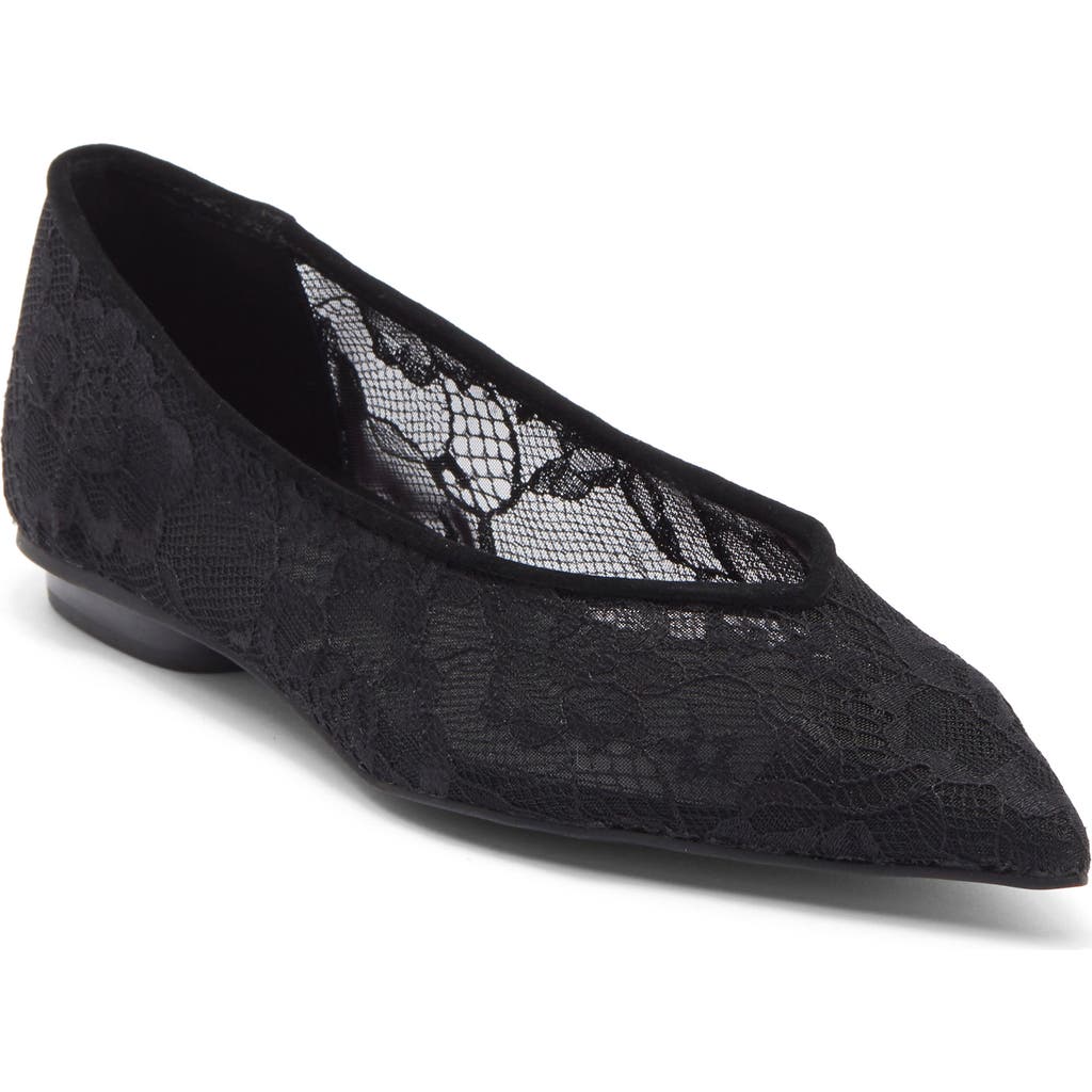 Rebecca Minkoff Lace Pointed Toe Ballet Flat In Black