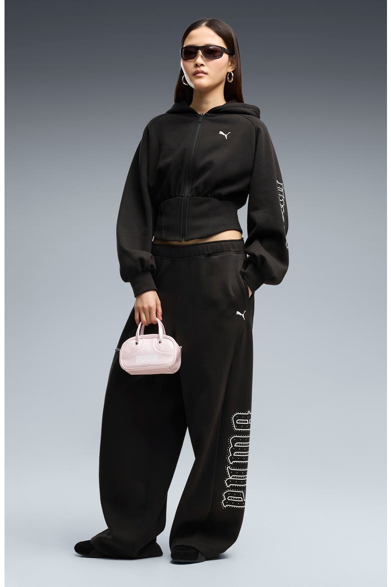 Street Glam Slouchy Stud Pants, Alternate, color, PUMA BLACK