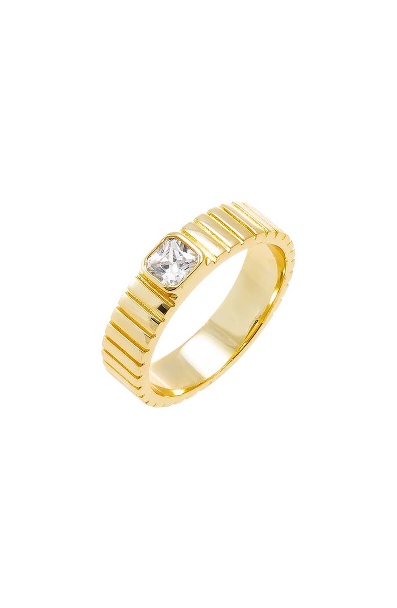 BY ADINA EDEN CZ Bezel Baguette Ridged Band Ring, Main, color,