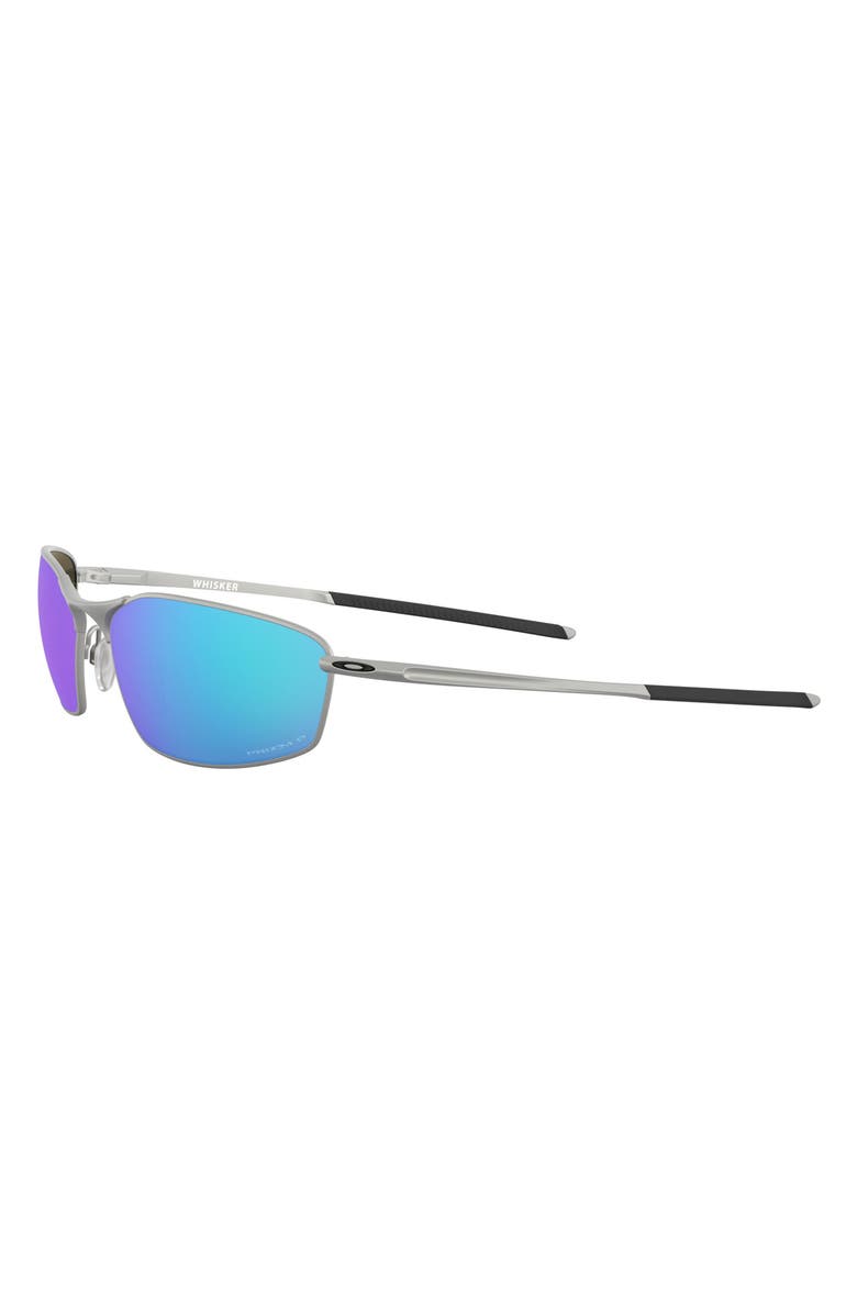 Oakley 60mm Polarized Rectangle Sunglasses, Alternate, color, Satin Chrome/ Prizm Sapphire