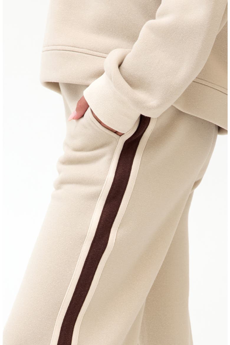 Lupita Side Stripe Fleece Pants, Alternate, color, OATMEAL/ TAPIOCA