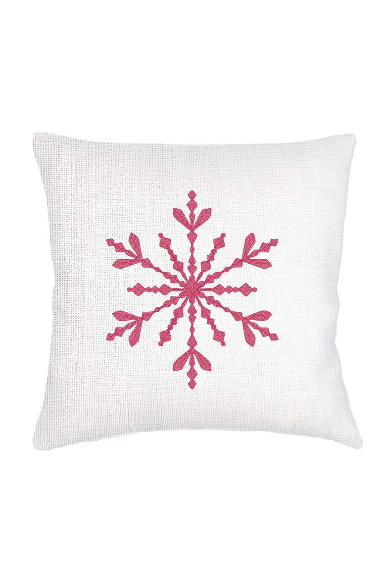Winter Snowflake Linen Pillow with Down Alternative Insert, Main, color, Red