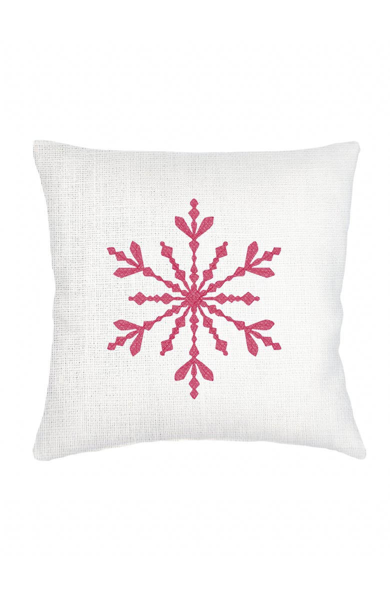 Anaya Winter Snowflake Linen Pillow with Down Alternative Insert, Main, color, 