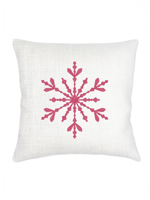Anaya Winter Snowflake Linen Pillow With Down Alternative Insert In Red