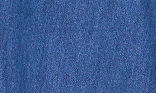 Cece Women's Cotton Tiered Denim Midi Skirt In Mid Indigo