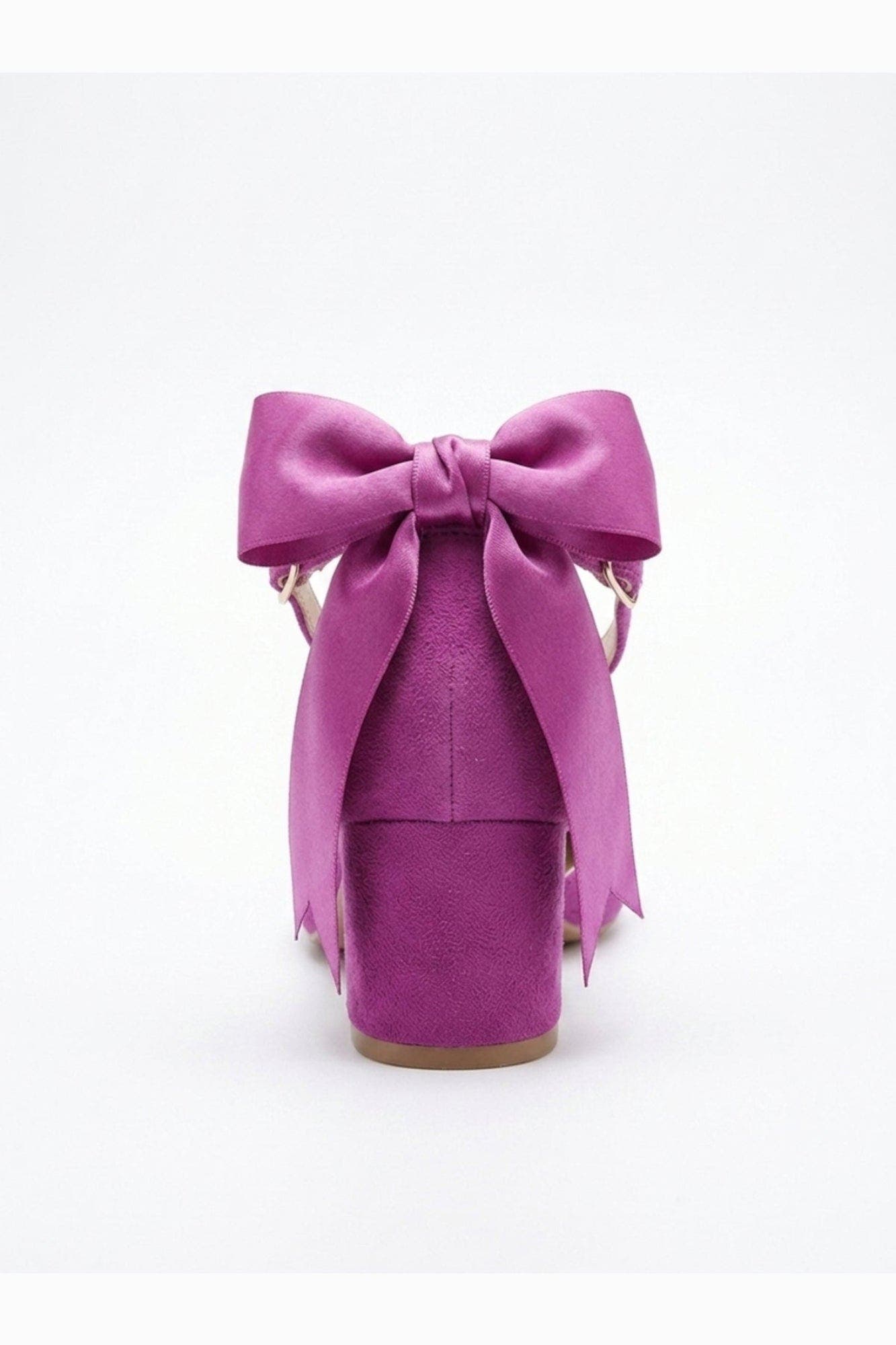 Arielle Bow Ankle Strap Block Heel Pump, Alternate, color, Fuchsia Suede