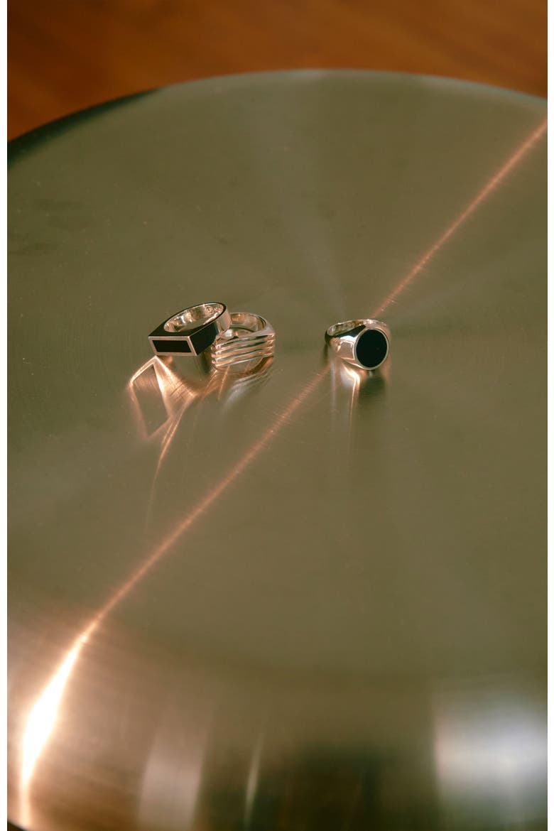 Rectangle Black Onyx Ring, Alternate, color, Silver