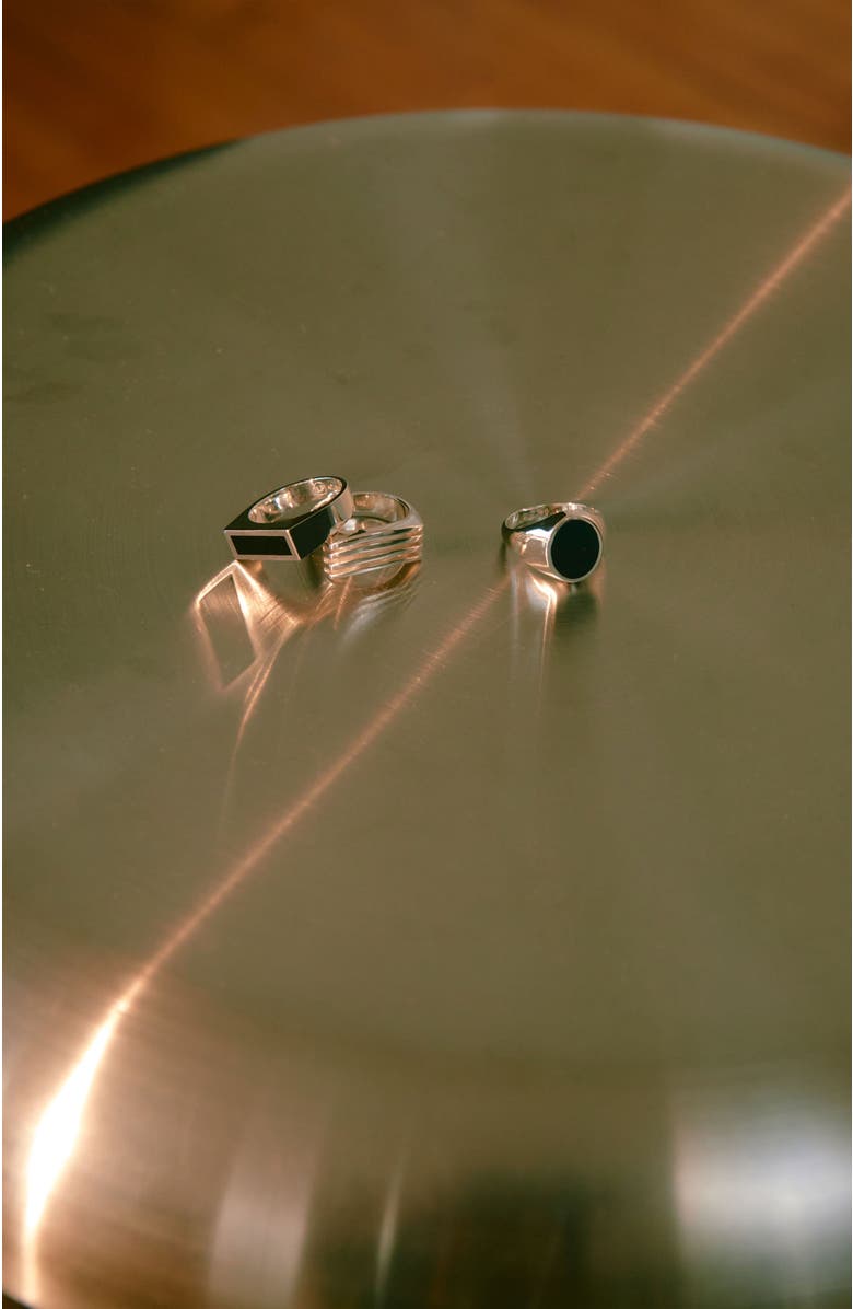 LOUPN Rectangle Black Onyx Ring, Alternate, color, Silver