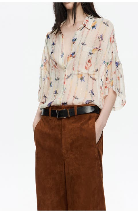 Oversize Flowers Scan Shirt