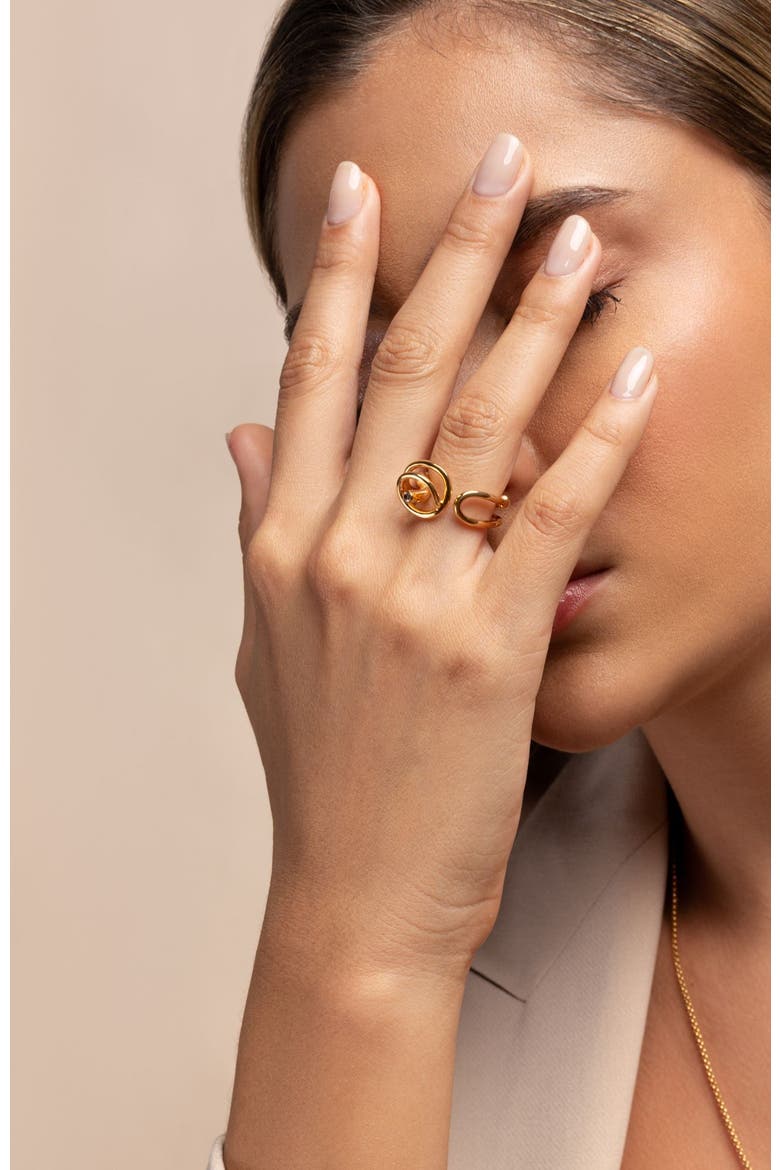 Coraline  zirconia ring, Alternate, color, GOLD PLATE