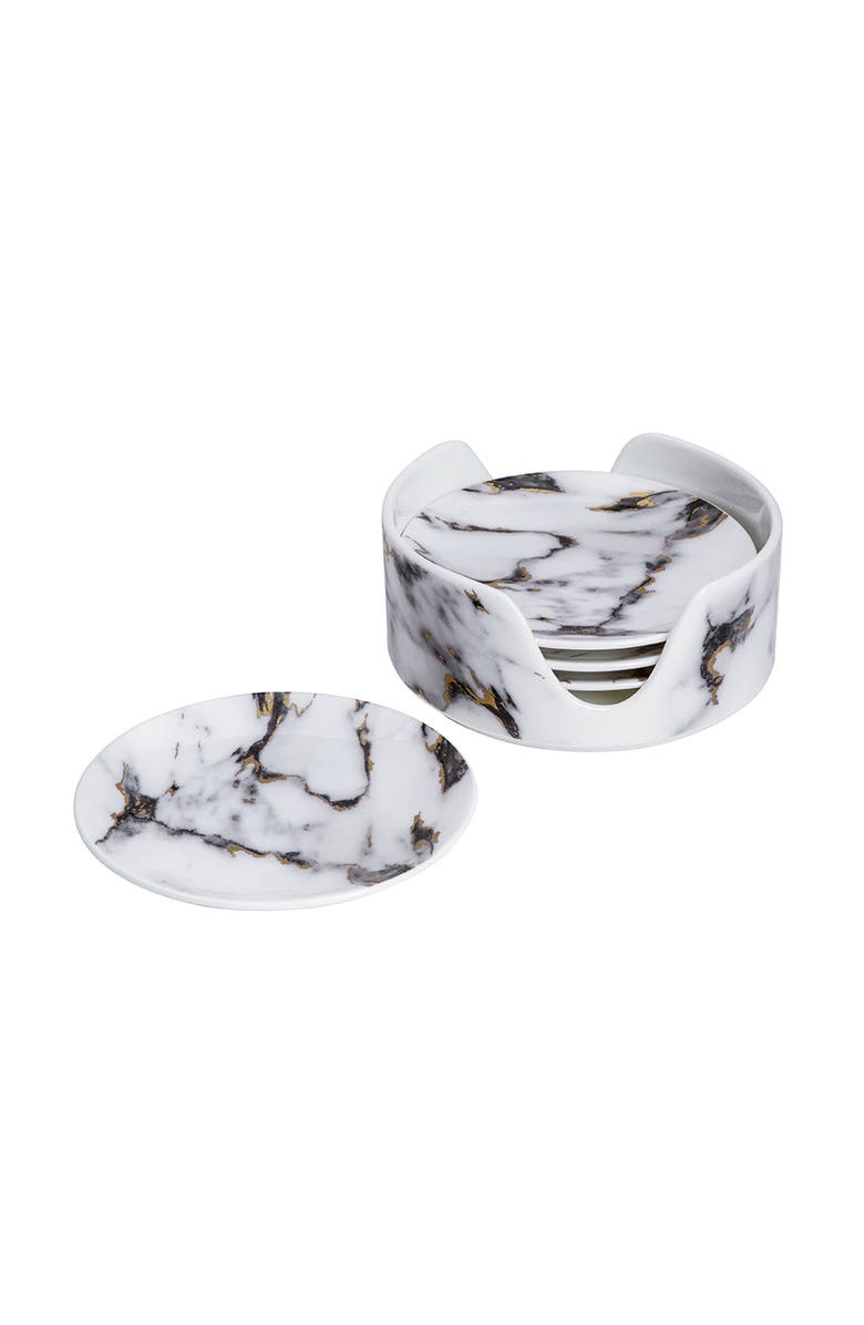 Prouna Marble Venice Fog Coaster in Holder, Set of 4, Alternate, color, 
