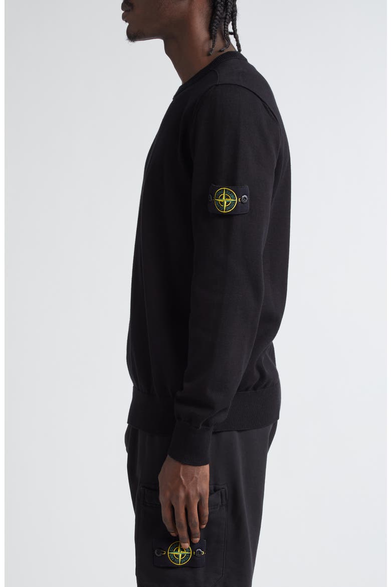 Cotton Crewneck Sweater, Alternate, color, V0029 BLACK