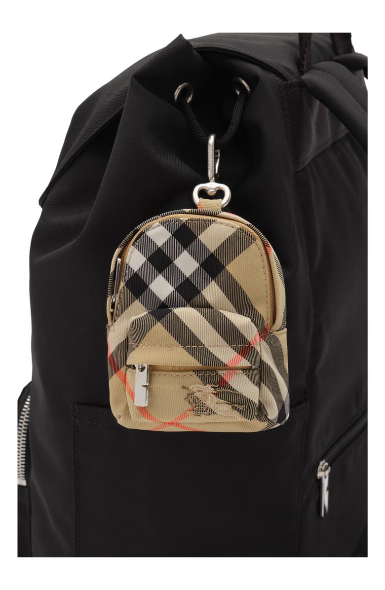 Burberry Check Backpack Charm, Alternate, color, Sand Beige