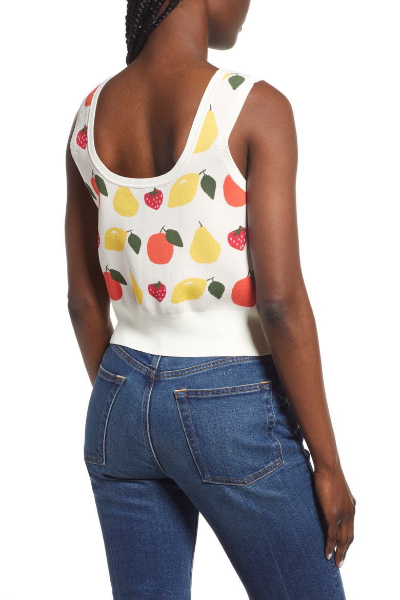 Jacquard Knit Fruit Crop Top, Alternate, color, OFFWHITE W. FRUIT JACQUARD