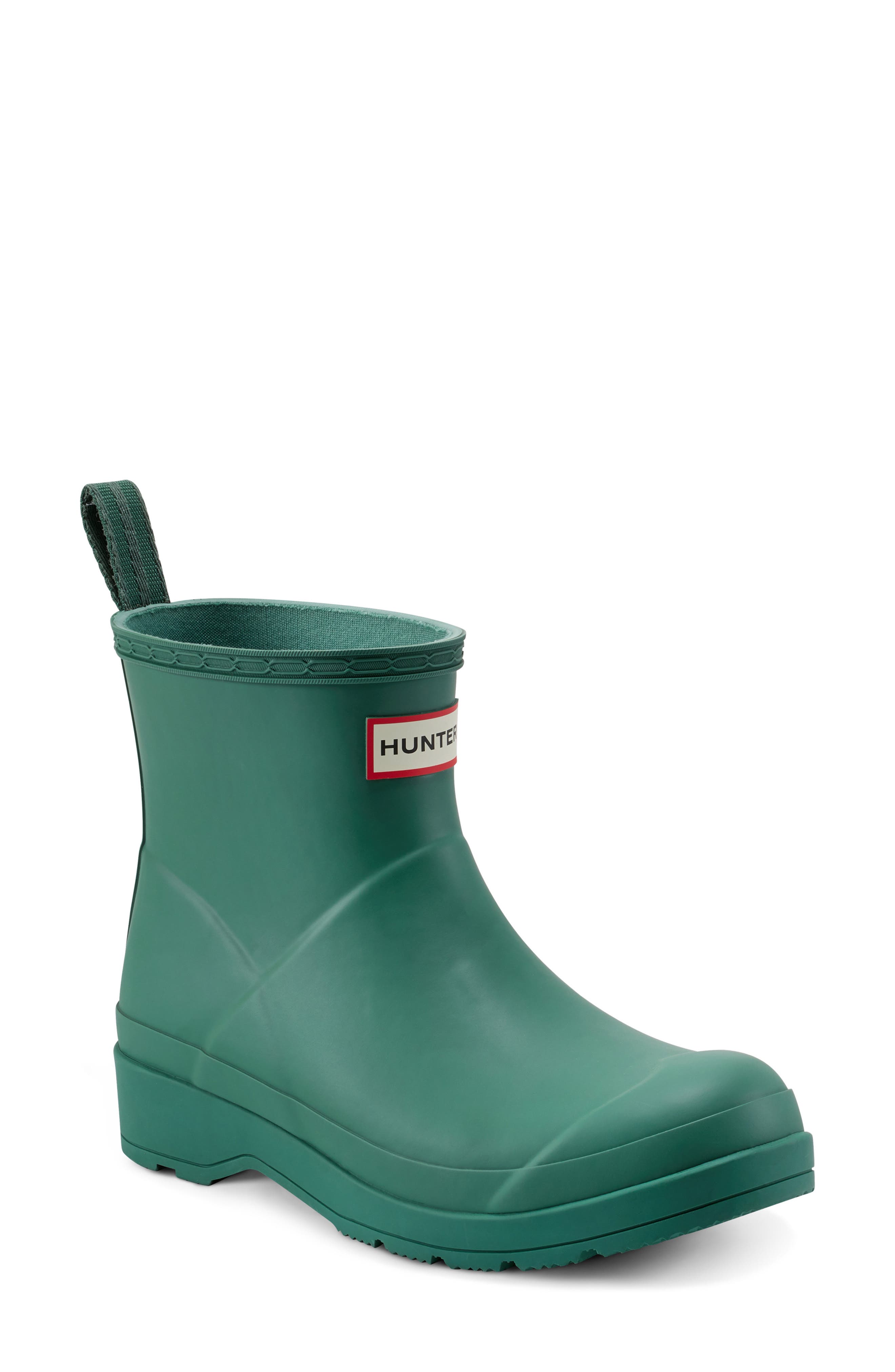 Hunter Play Short Rain Boot, Main, color, Medium Green