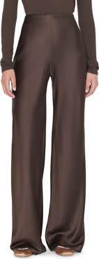 FRAME Wide Leg Pull-On Silk Pants