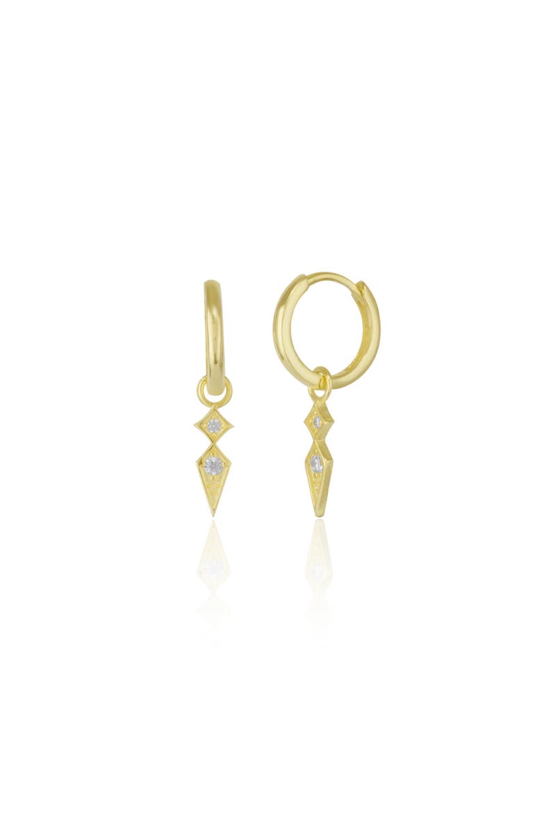 Sterling Silver Pave Spike Rhombus Drop Earrings, Main, color, Gold