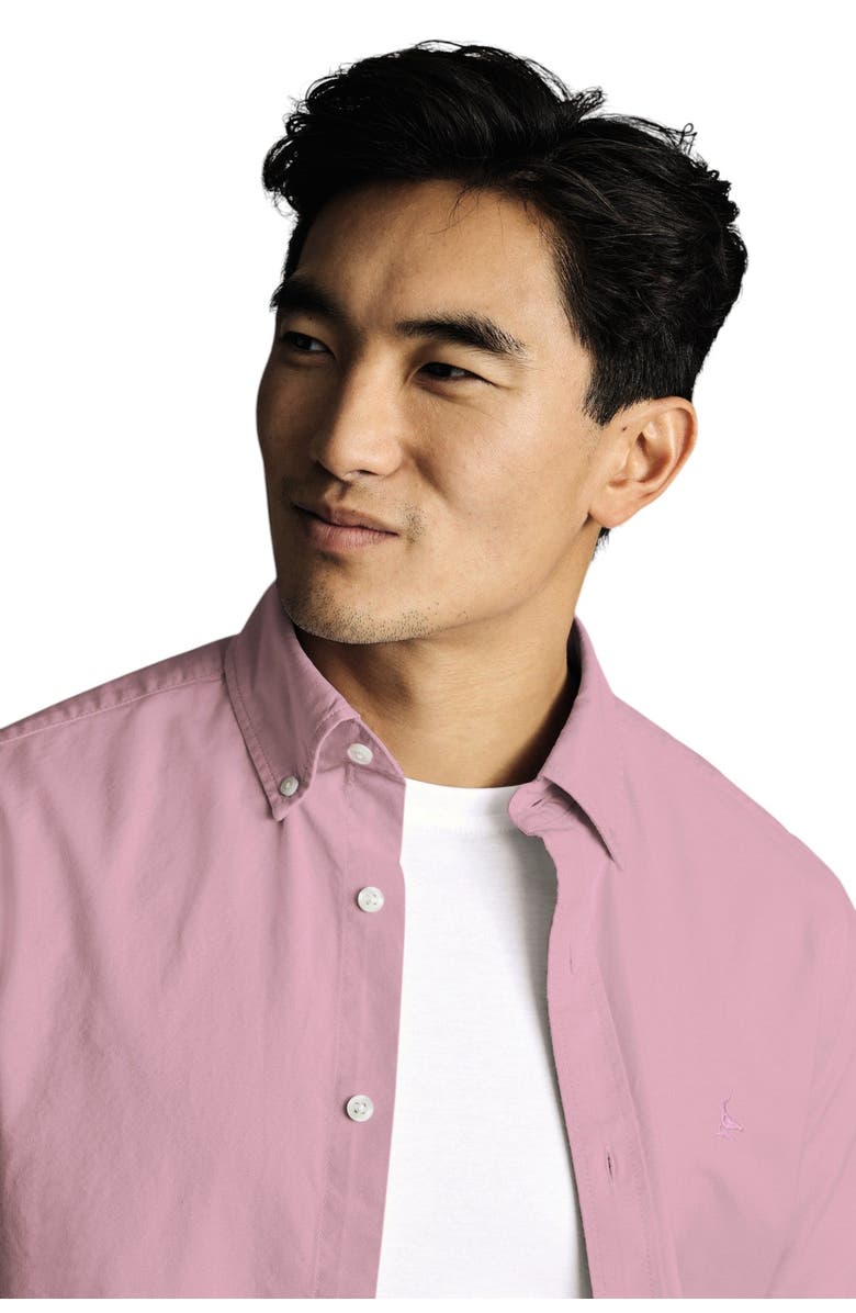 Charles Tyrwhitt Stretch Washed Oxford Short Sleeve Shirt, Alternate, color, Dusty Pink