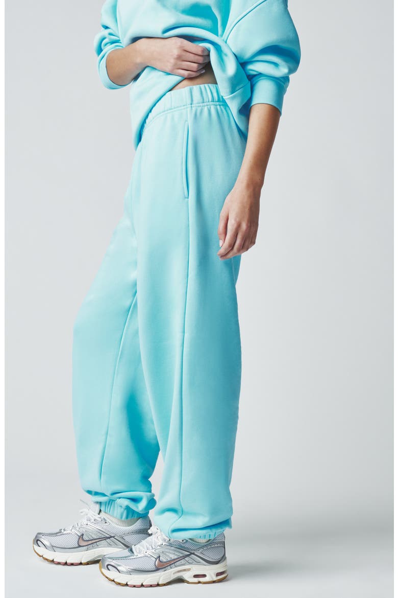 Cotton Blend Boyfriend Joggers, Alternate, color, TROPICAL BLUE