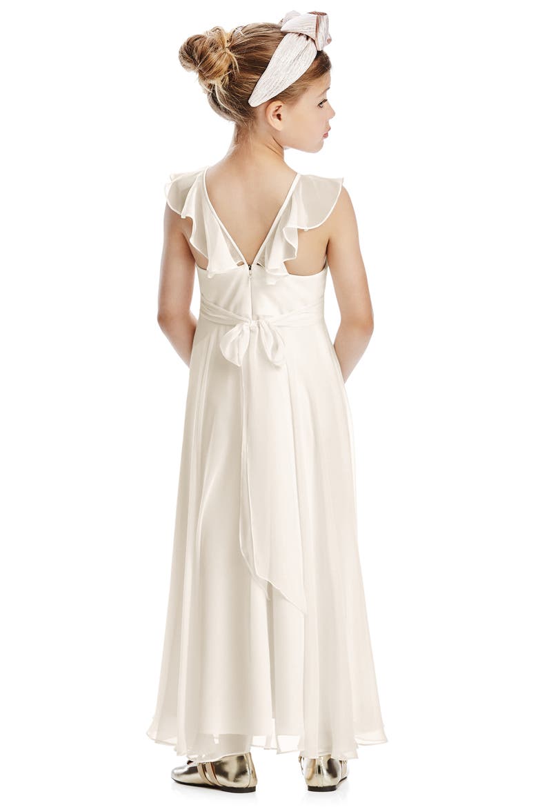 Flutter Sleeve Chiffon Flower Girl Dress, Alternate, color, IVORY