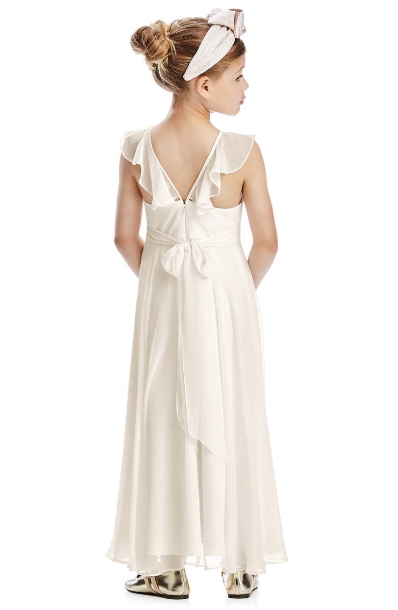 Dessy Collection Flutter Sleeve Chiffon Flower Girl Dress, Alternate, color, Ivory