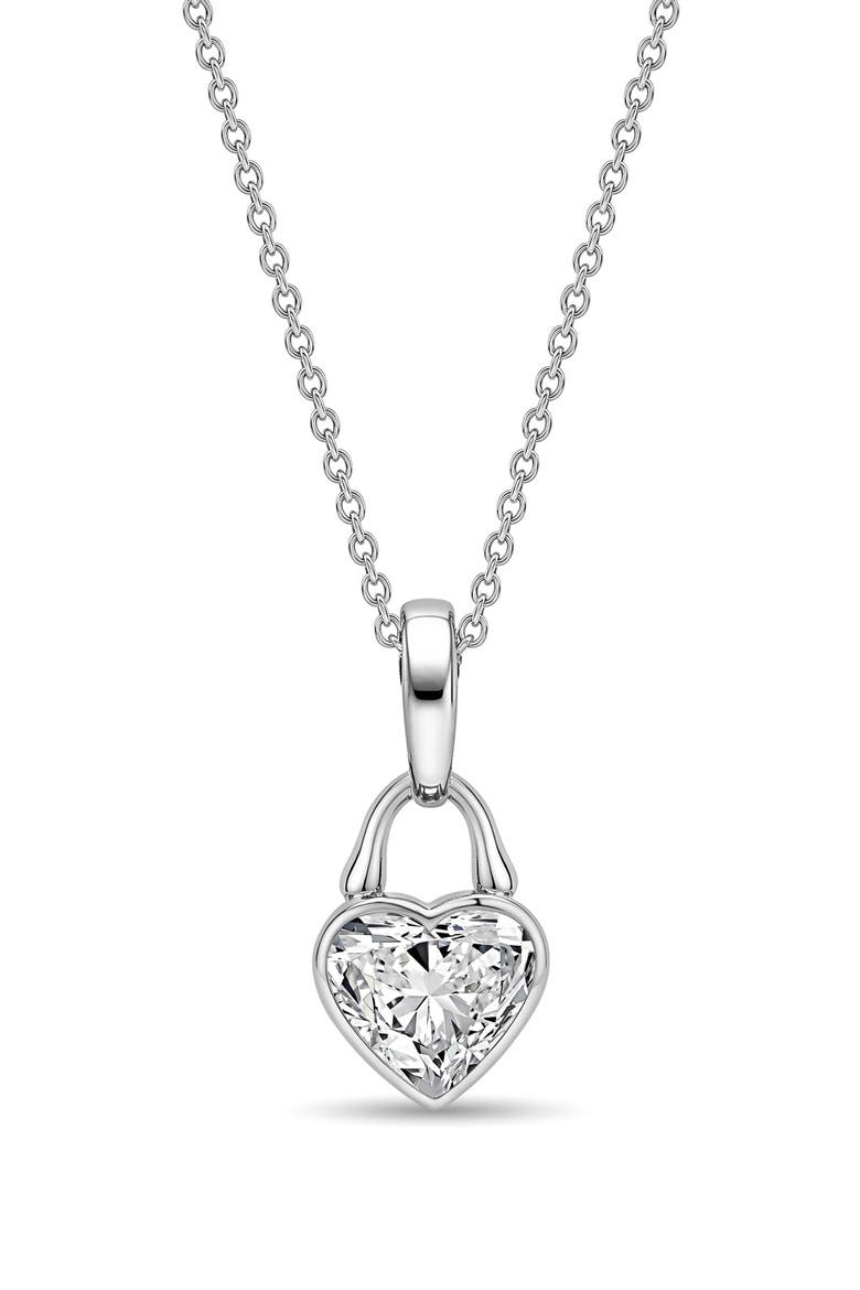 Lab Grown Diamond Heart Pendant Necklace – 1ct., Main, color, STERLING SILVER