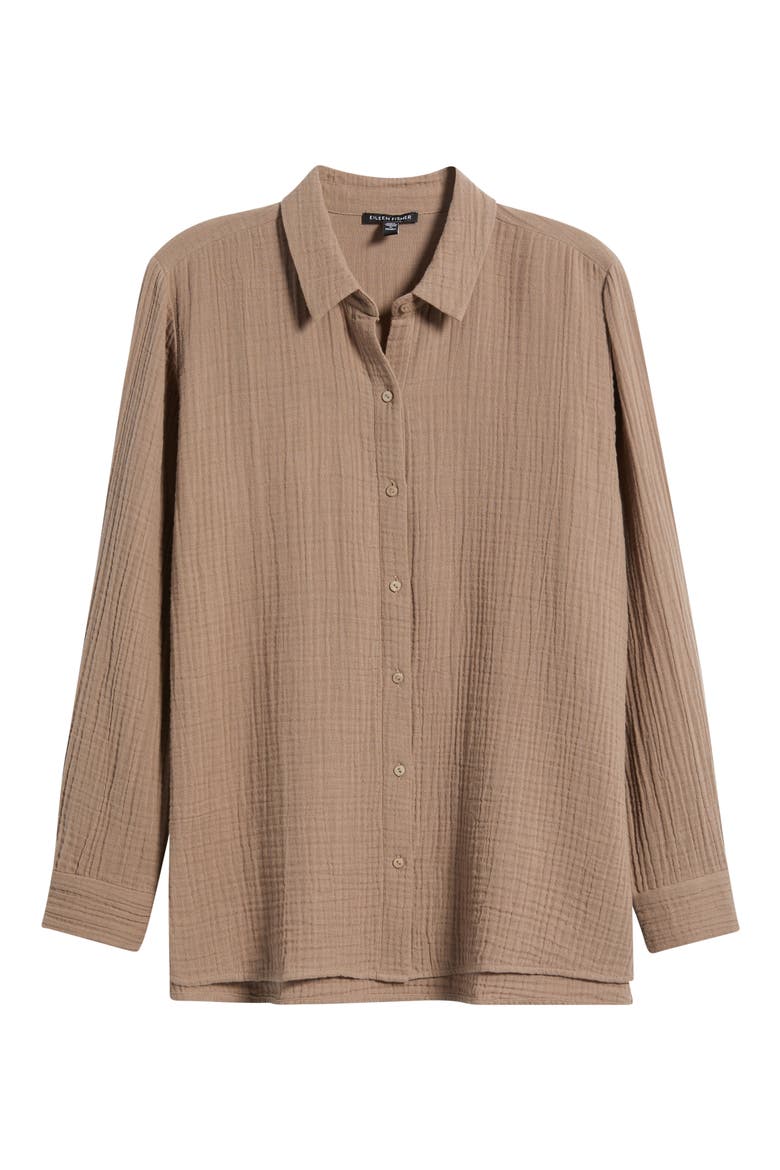 Easy Classic Organic Cotton Button-Up Shirt, Alternate, color, COCOA
