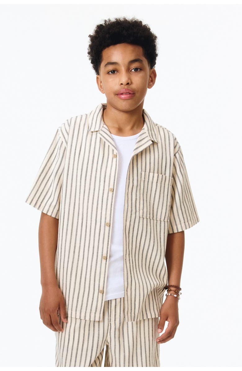 H&M Cotton Resort Shirt, Main, color, Cream/Striped