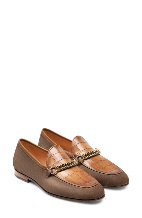 Carmen Croc Embossed Leather Loafer