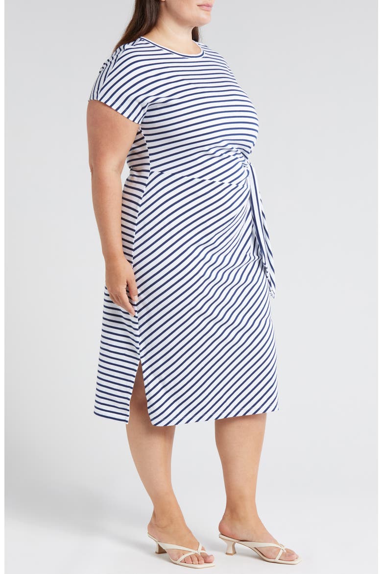 Crescent Knot T-Shirt Dress, Alternate, color, WHITE/ CENOTE STRIPE