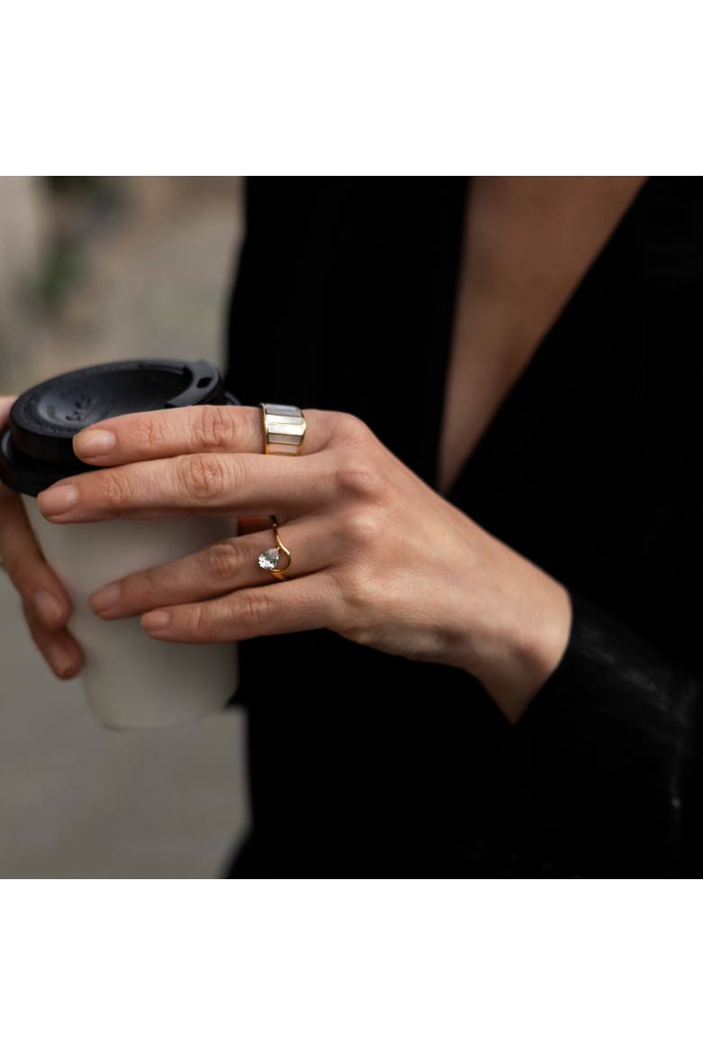 Striped Mother of Pearl Ring, Alternate, color, Gold With Mother Of Pearl
