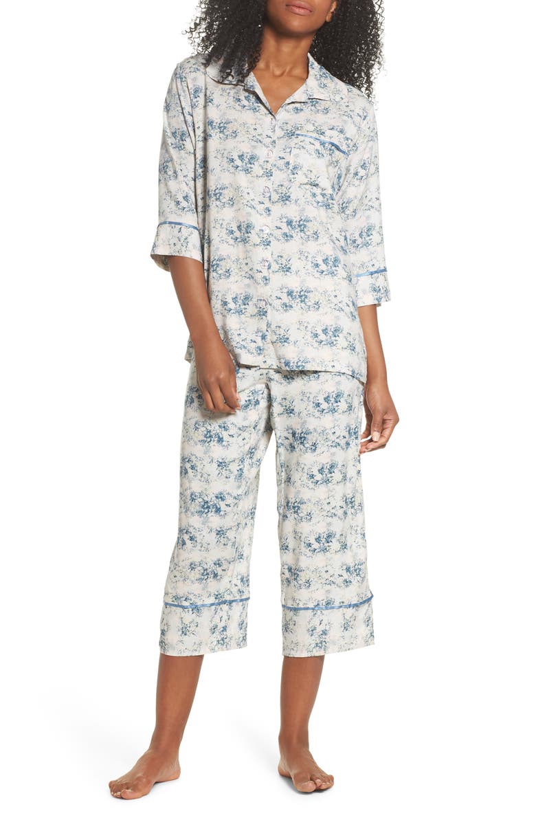 Papinelle Floral Print Crop Pajamas, Main, color,