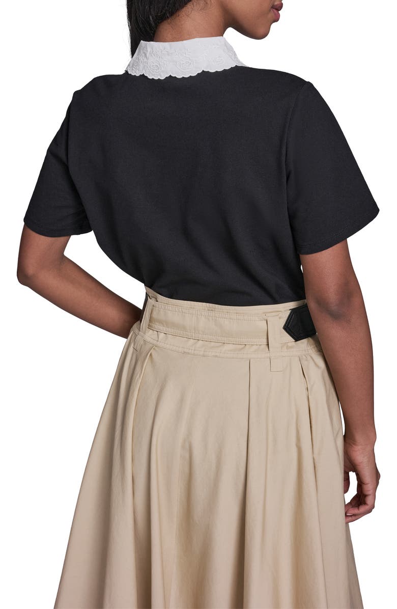 KARL LAGERFELD PARIS Floral Collar Knit Top, Alternate, color, Black