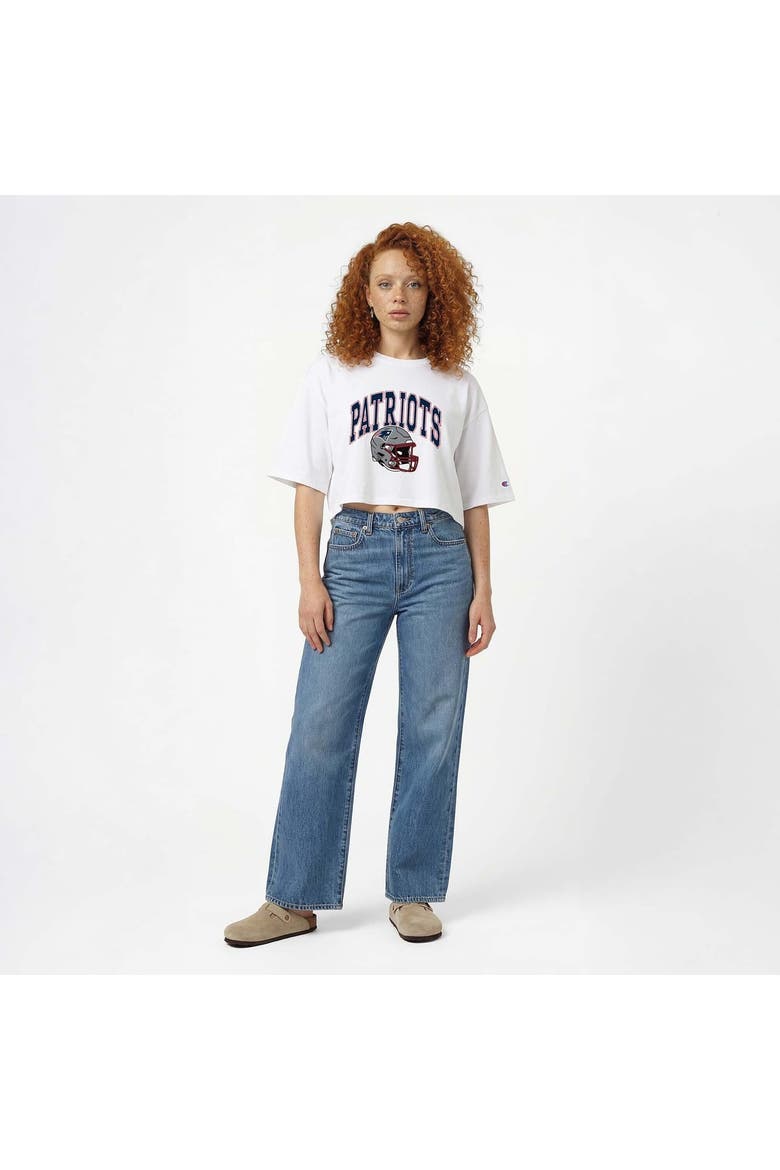 Women's Champion  White New England Patriots Boyfriend Cropped T-Shirt, Alternate, color, White