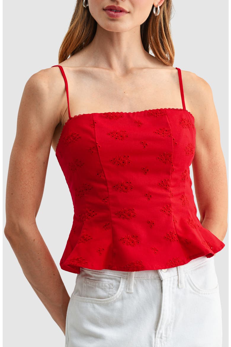 Embroidered Peplum Tank, Main, color, RED