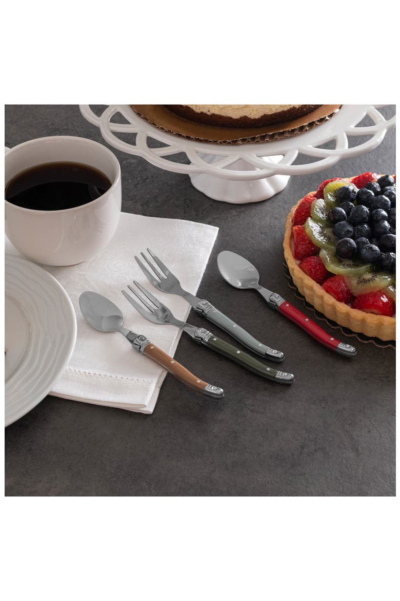 8-Piece Laguiole Spoons & Forks Set, Alternate, color, HOLLY BERRY
