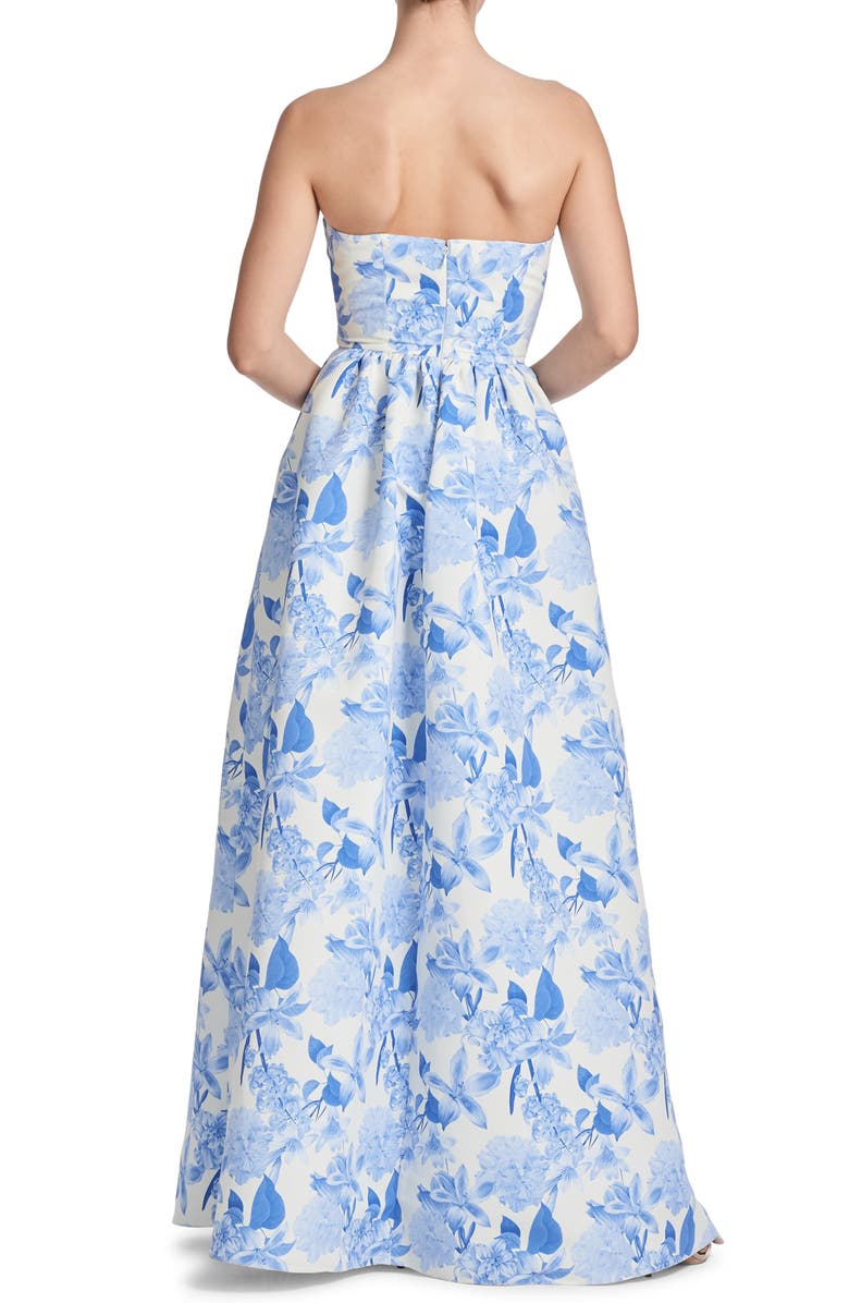 Sachin & Babi Isabeau Floral Strapless Gown, Alternate, color, Powder Azure Fields