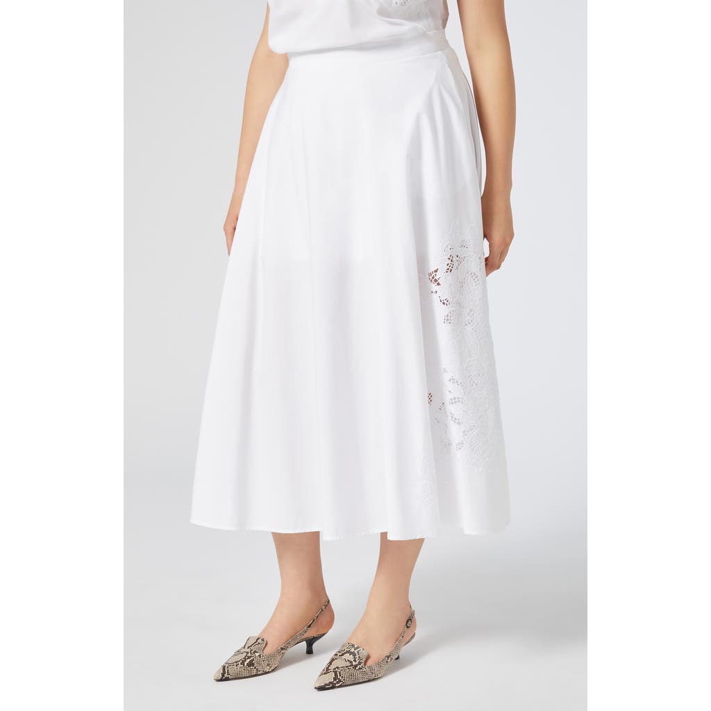 MARINA RINALDI MARINA RINALDI CREMONA EMBROIDERED COTTON MIDI SKIRT