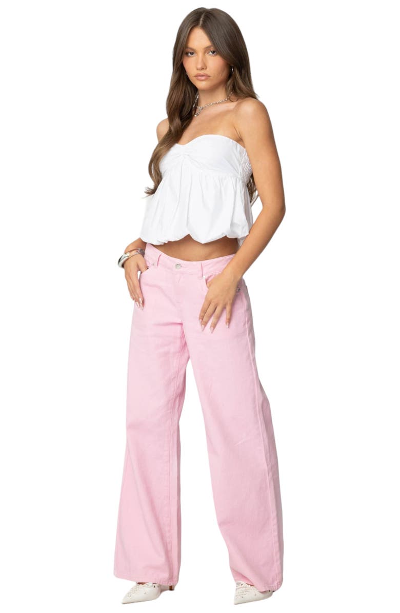 EDIKTED Roman Nonstretch Low Rise Slouchy Wide Leg Jeans, Alternate, color, Pink